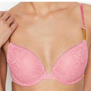 Victoria's Secret lined Demi  Pink Lace Bra, Size 34D